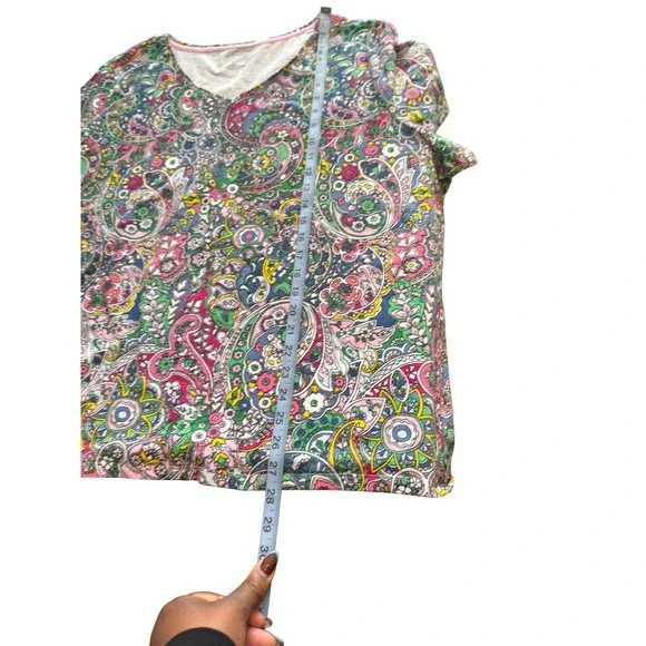 Talbots The Talbots Tee Shirt Paisly Print Colorful Short Sleeve Plus V-Neck 3X - Picture 12 of 12